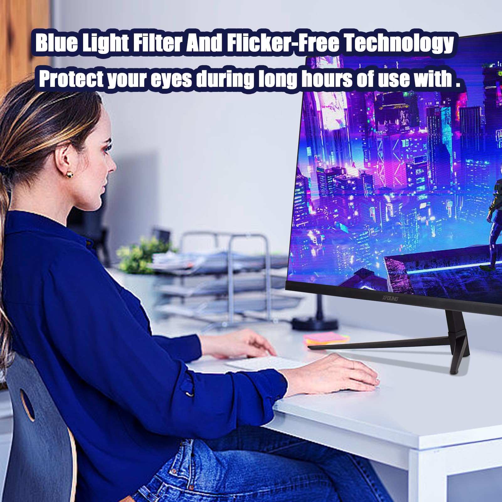 HUIOP Monitor do gier 2K 27 cali LED 2560x1440 165Hz 1ms Monitor na biurko ochrona oczu panel IPS 16:9 o wysokiej przejrzystości 300cd/m2