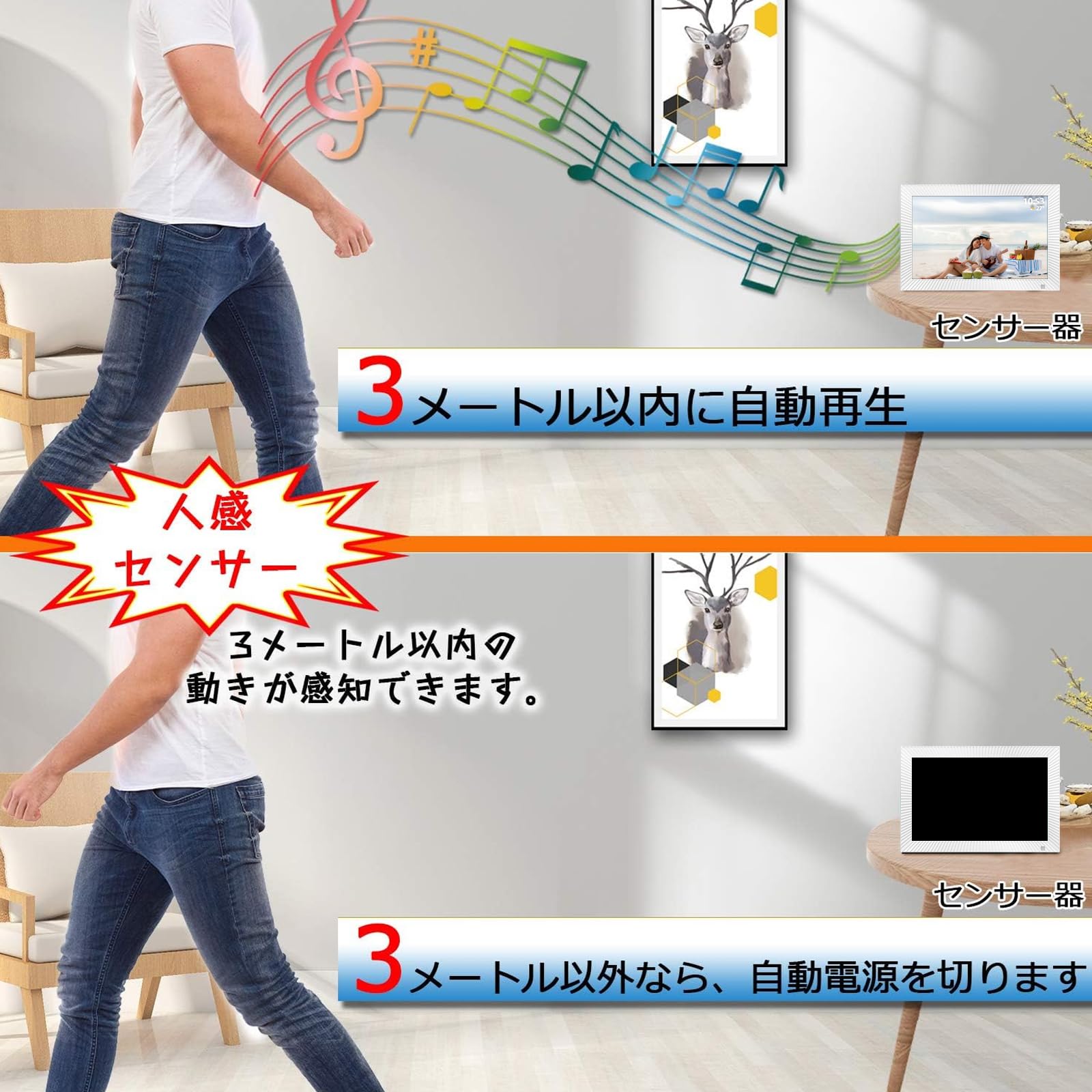 Amazon | デジタルフォトフレーム 10.1インチ フォトフレーム WiFi 人