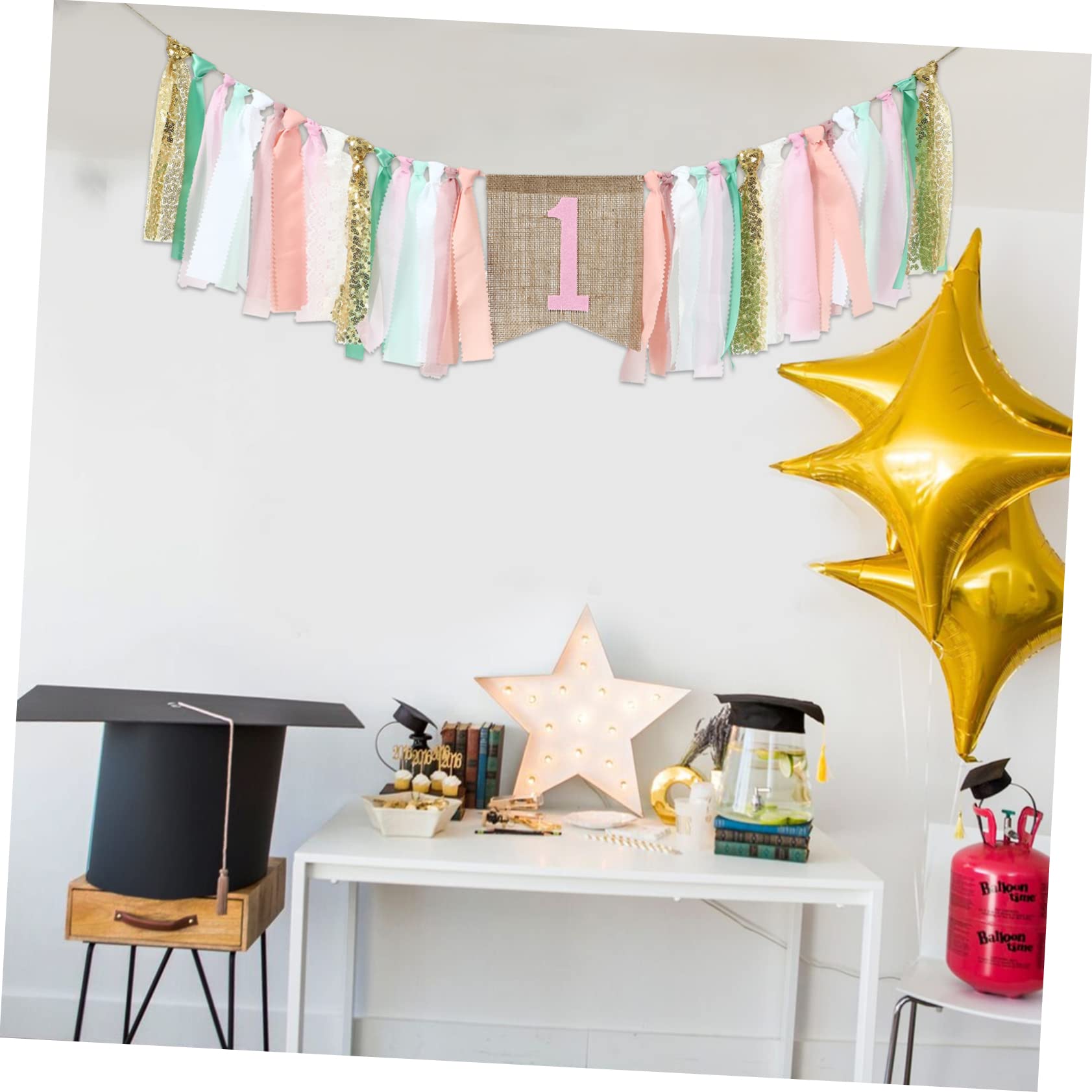 TOYANDONA 4 Uds De Cumpleaños De Tela Pancarta De Cumpleaños De Bebé Decoración De Primera Fiesta De Cumpleaños Adorno Pancarta De Feliz Cumpleaños Silla Alta para