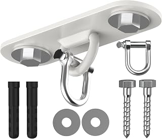 RDX 13CM Ceiling Bracket with D-Shackle, 5mm 18 Gauge Heavy Duty Hook with Bolts Wall Plugs, Punch Bag, Double end Speed Ball Hanging, Kickboxing Boxing MMA Muay Thai Training Hanger Mount, White