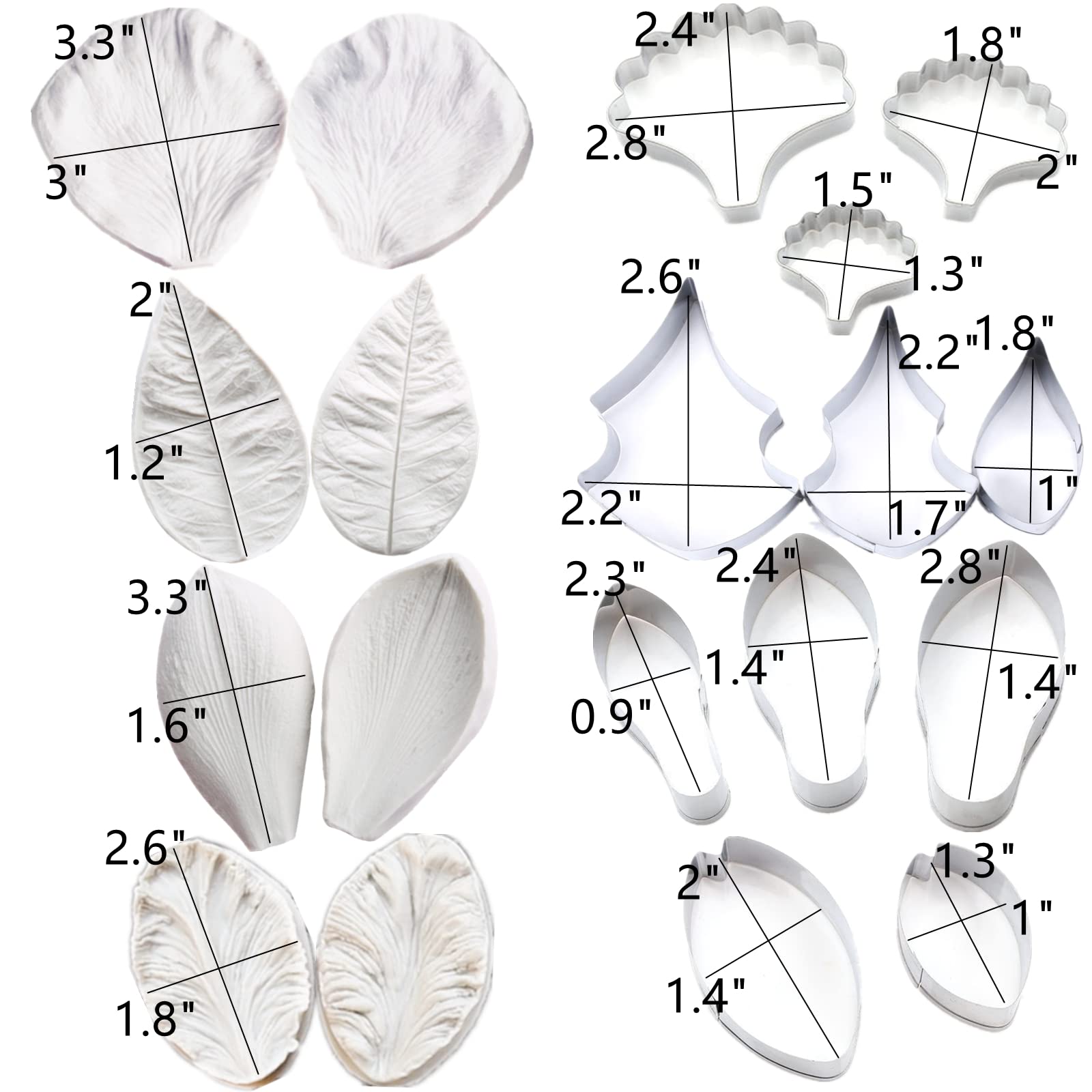Set Stampi In Silicone A Forma Di Petalo E Foglia - Per Fondente, Cioccolato E Decorazioni Torte