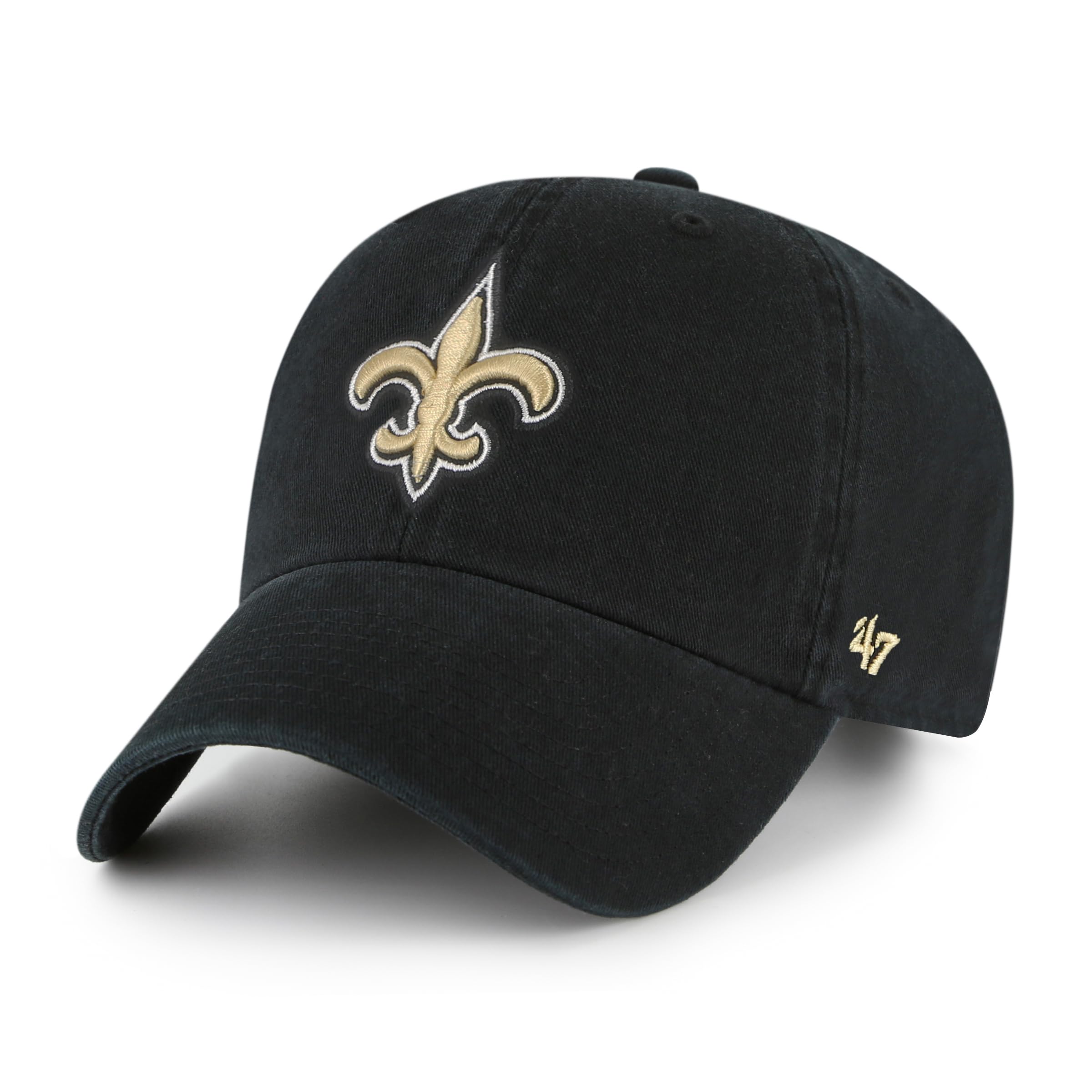 47 New Orleans Saints NFL Clean Up Unisex Baseball Cap, Adjustable, Team Badge, Black
