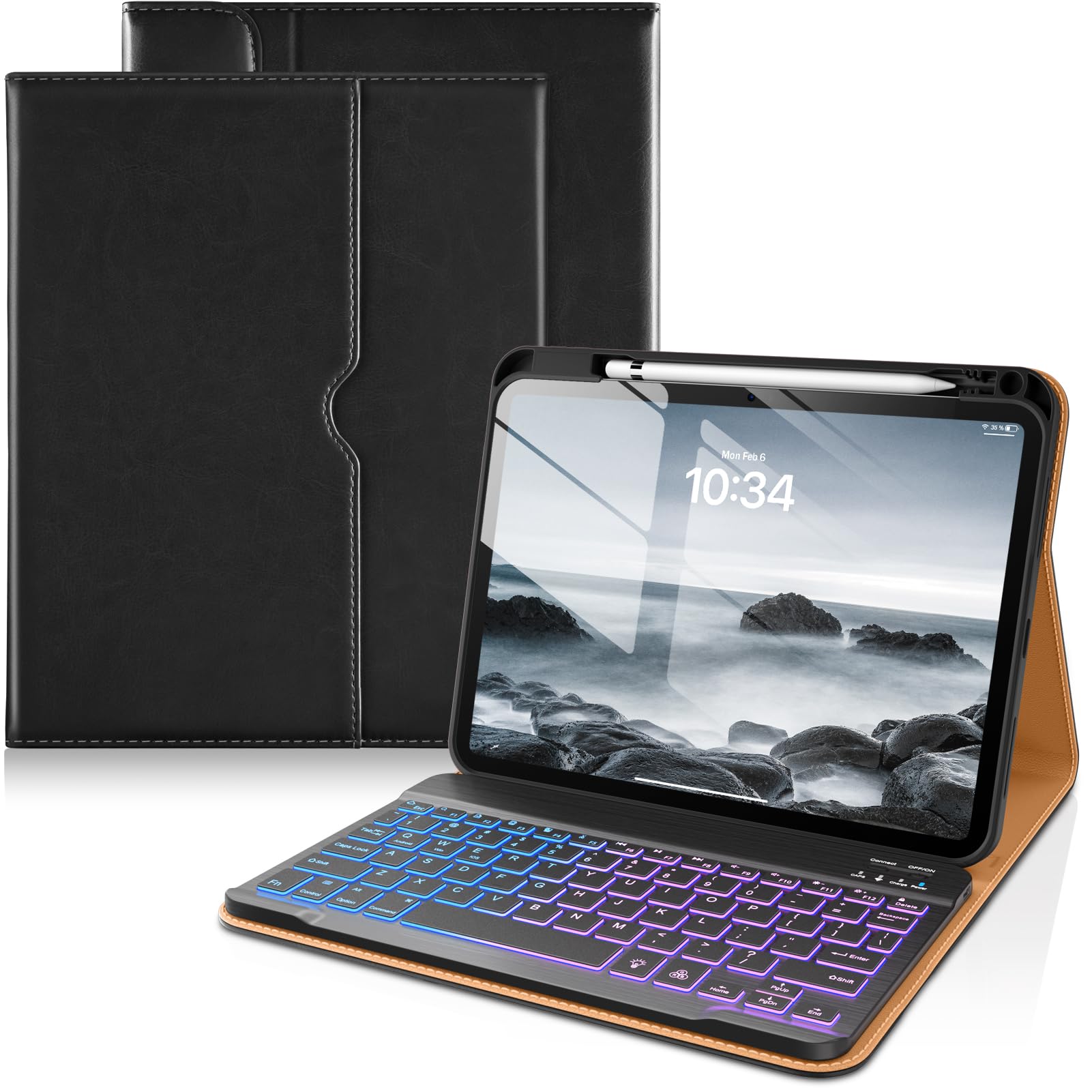 DTTO for iPad (A16) 11th / 10th Gen Case with Keyboard, Black