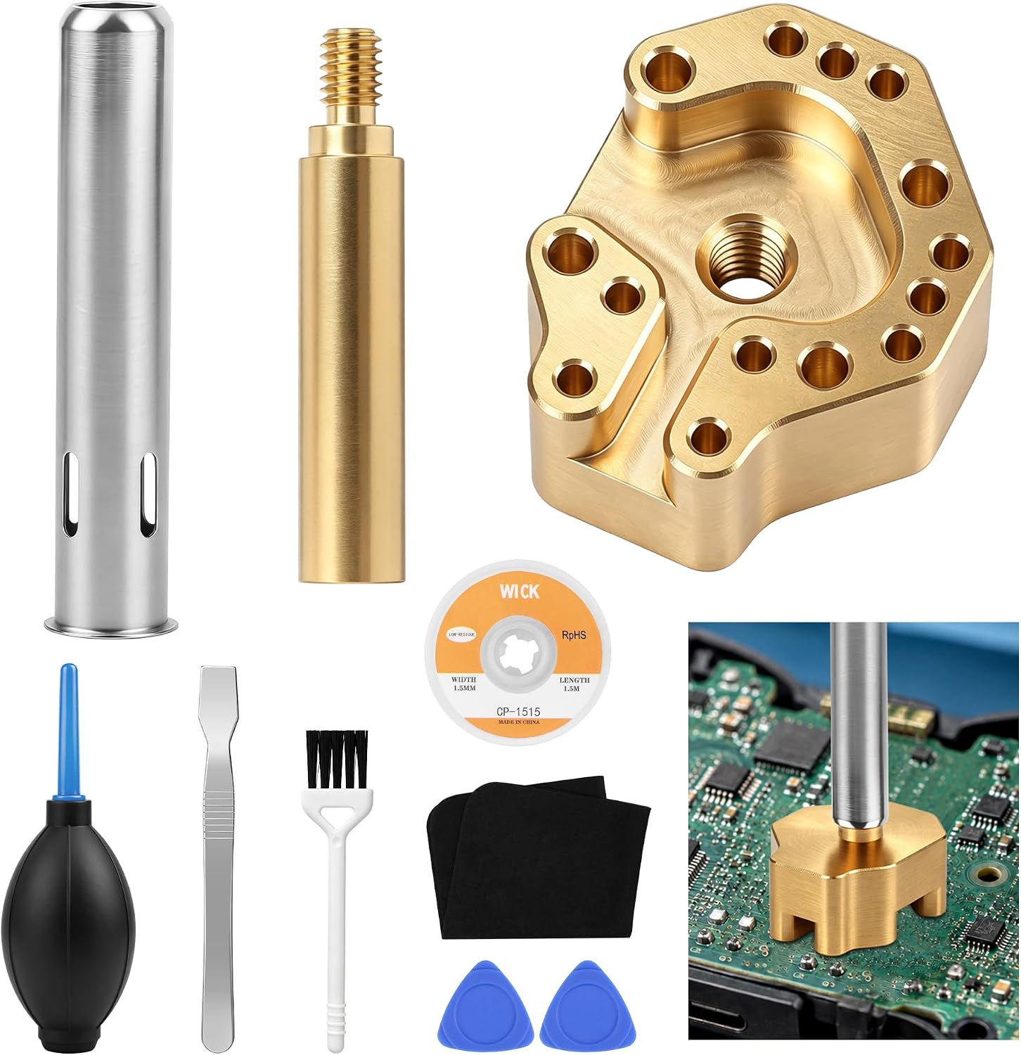 Joystick Soldering Iron Tip with Adapter for Xbox, PS5, PS4 and Switch Pro | Includes Connector Rod, Solder Wick and Pry Tools, Fast Heat Conduction, High Precision Alignment