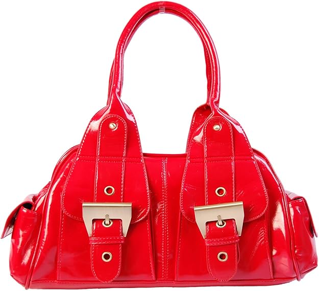 KCMode Ladies Red Patent Leather Designer Handbag Amazon.co.uk Fashion