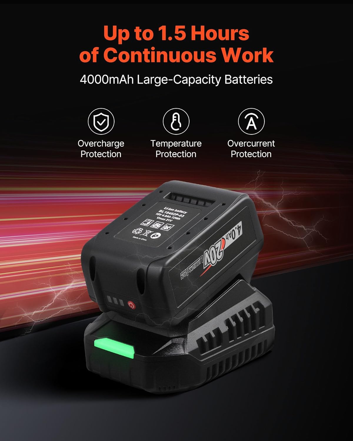 VEVOR Cordless Impact Wrench, 280 ft-lbs / 380 N·m High Torque, 3/8 inch, 20V Electric Impact Wrench with Brushless Motor, 4Ah Battery, Charger, 5 Sockets and Belt Clip, for Car Tire Truck DIY