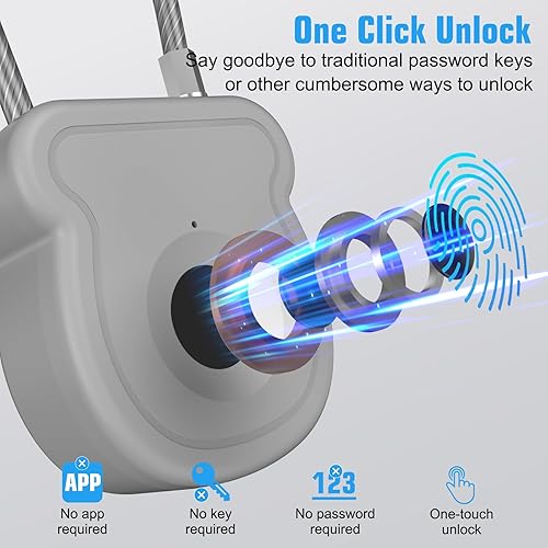 Miniatura 6 de Candado inteligente de huellas dactilares para equipaje, capacidad de 20 usuarios, llave USB y código de emergencia, cerradura biométrica sin llave