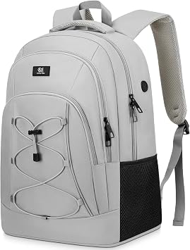 MOMUVO School Backpack for Men Teen Boys,17 Inch Bookbag Water Resistant Laptop Backpack with USB for College High School Office Business, Grey