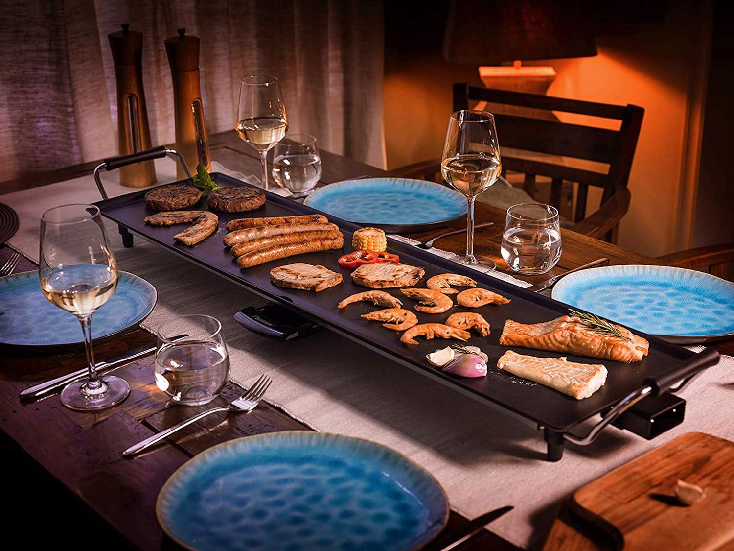 Bestron ABP604 Plancha Piastra XXL, 1800 W, Alluminio, Nero