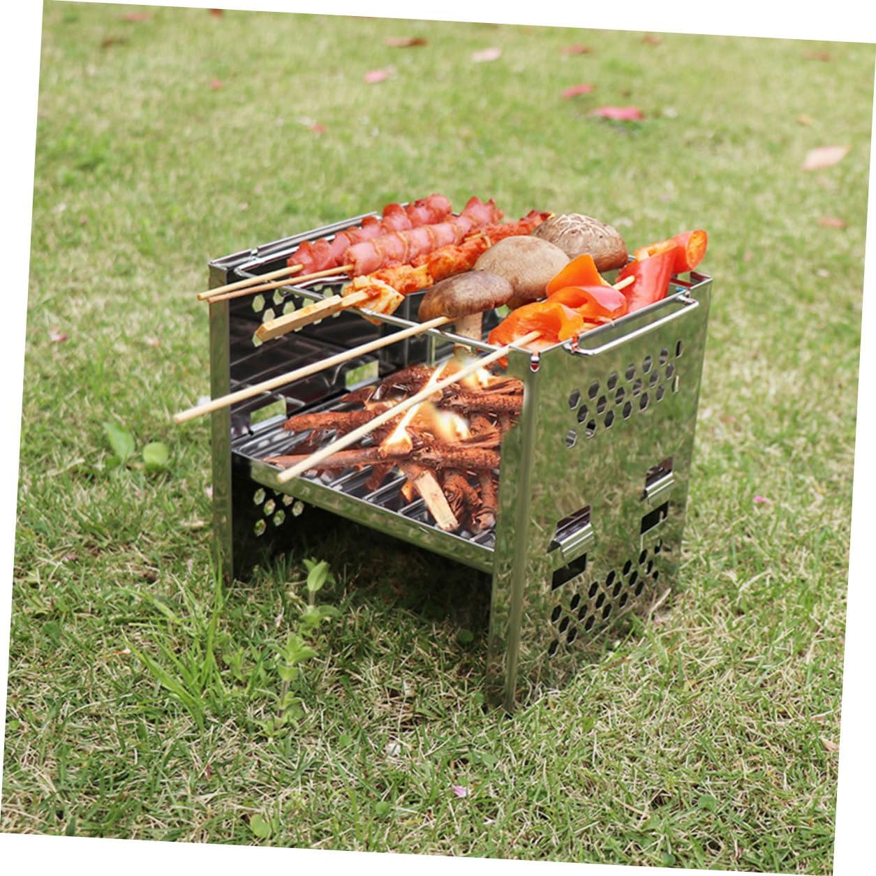 Stainless Steel Adjustable Folding Bbq Grill Portable Garden Barbecue Stove Mini Outdoor Camping Barbecue Tool for Picnics and Hiking