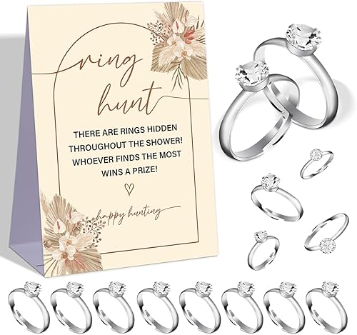 Juego de caza de anillos bohemios, decoración de despedida de soltera, juego de ducha de boda, juegos de fiesta de compromiso, búsqueda del tesoro