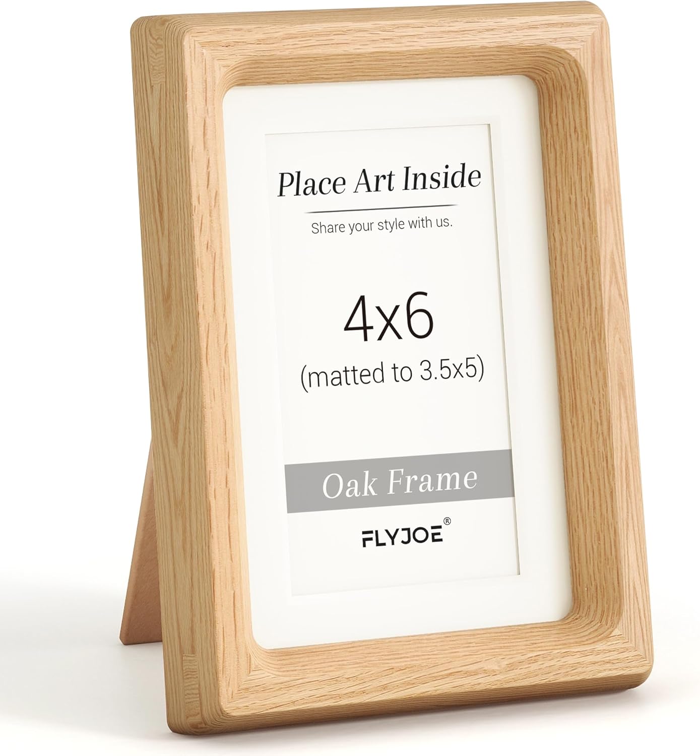 4x6 Picture Frame, USA-Sourced Natural Oak Wood Photo Frame with Tempered Glass, Handcrafted Rounded Corner 4 x 6 Wooden Frame Matted to 3.5x5 Photos, Wall or Tabletop Display