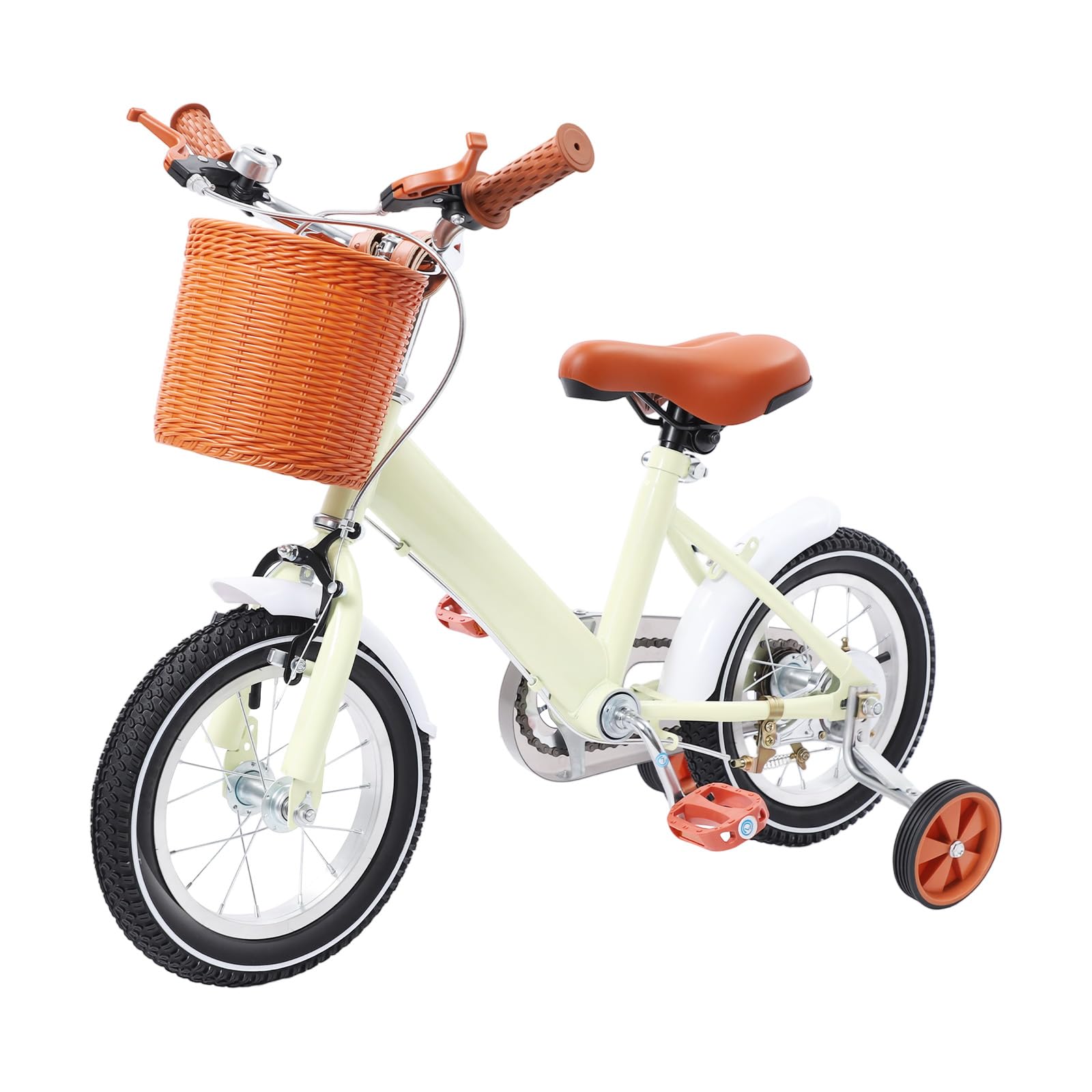 Bicicletta per bambini da 12 pollici, per bambini da 2 a 4 anni, con cestino e ruote di sostegno, sella e manubrio regolabili in altezza, per imparare a pedali, colore giallo