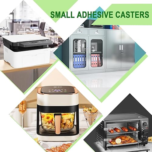 Miniatura 5 de Paquete de 8 ruedas giratorias autoadhesivas, ruedas giratorias de 360 para electrodomésticos pequeños, ruedas universales de acero inoxidable para