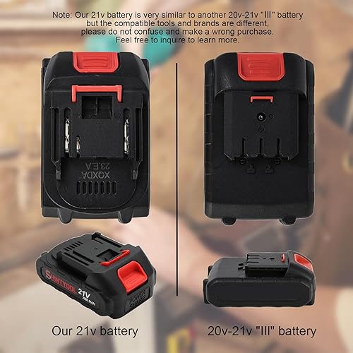 Miniatura 7 de Batería de litio de 21V - Batería de 2.0 Ah con adaptador de cargador, indicador LED, compatible con soplador de hojas y cultivador inalámbrico