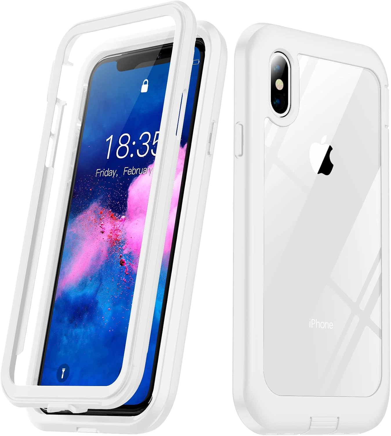 Eonfine for iPhone X Case,Full Body Heavy Duty Shockproof Rugged Cover Skin for iPhone X/Xs 5.8inch,White