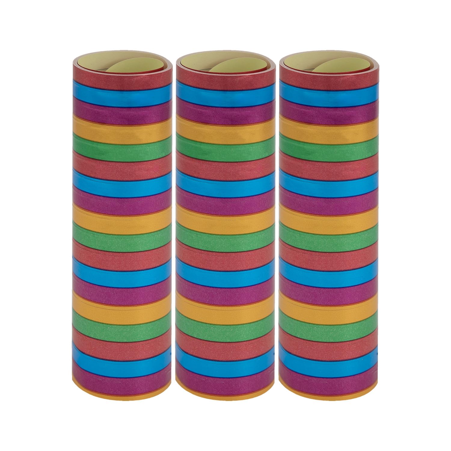 Idena 30560 - Metallic Luftschlangen, 3 Rollen mit je 18 Abrissen, aus FSC-zertifiziertem Papier, als Party Deko oder zum Geburtstag