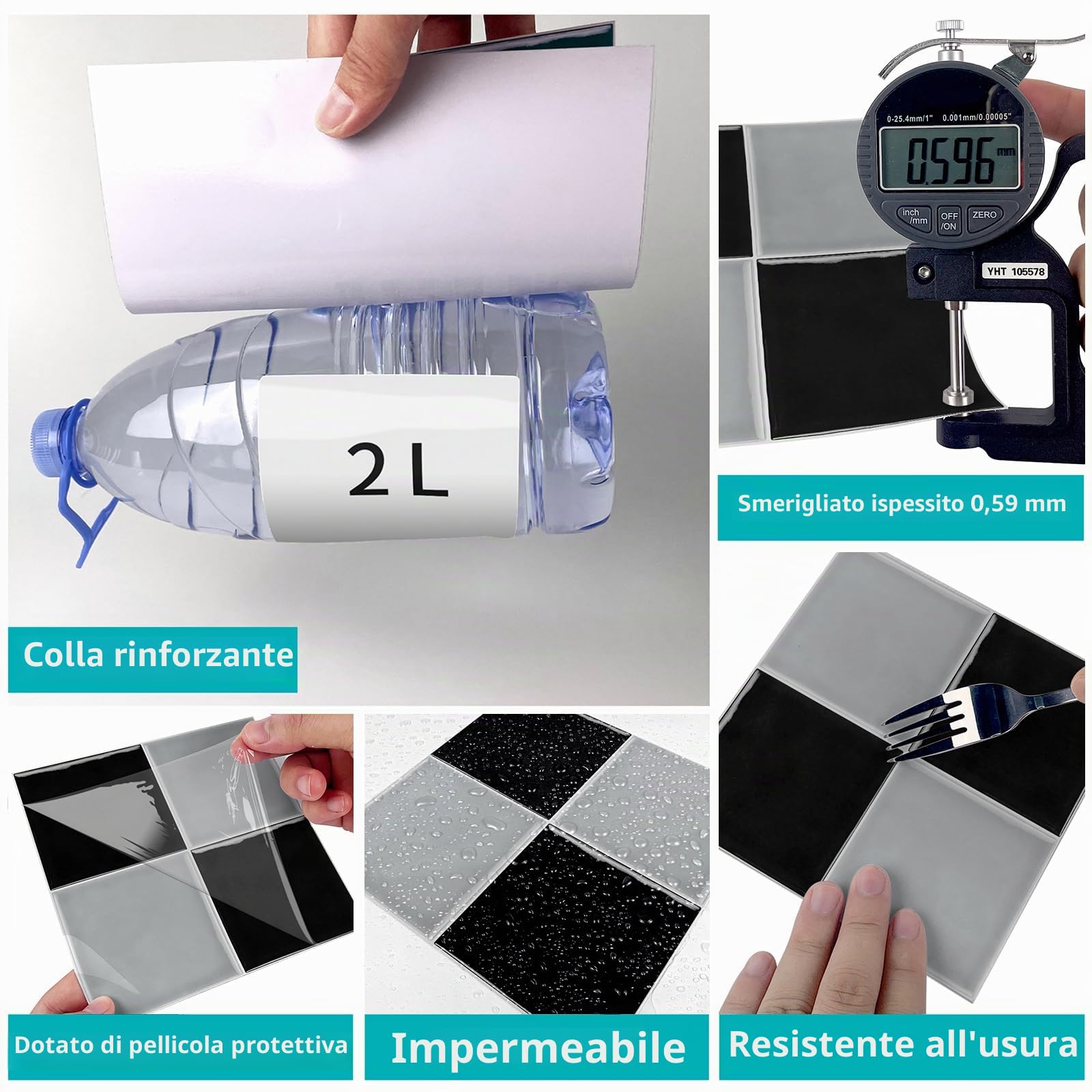 Adesivi per Piastrelle 40 Pezzi 15x15CM Autoadesive da Parete Autoadesivo Decorazione Adesivo murale in PVC Peel and Stick Tiles per Bagno,Cucina,Soggiorno