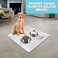 Vista 3 de TidyFriend Pet Food Mat 24 x 24 Inches, Pet Tray for Food and Water, Silicone Dog Mat, Non Slip Cat Food Mat, Pet Supplies (Soft Grey)