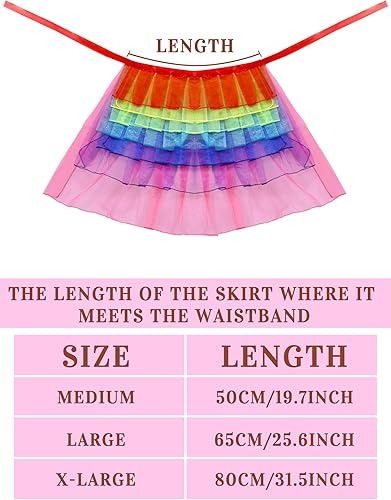 Miniatura 3 de SATINIOR Falda tutú arcoíris para mujer, falda de tul en capas para disfraz de cosplay
