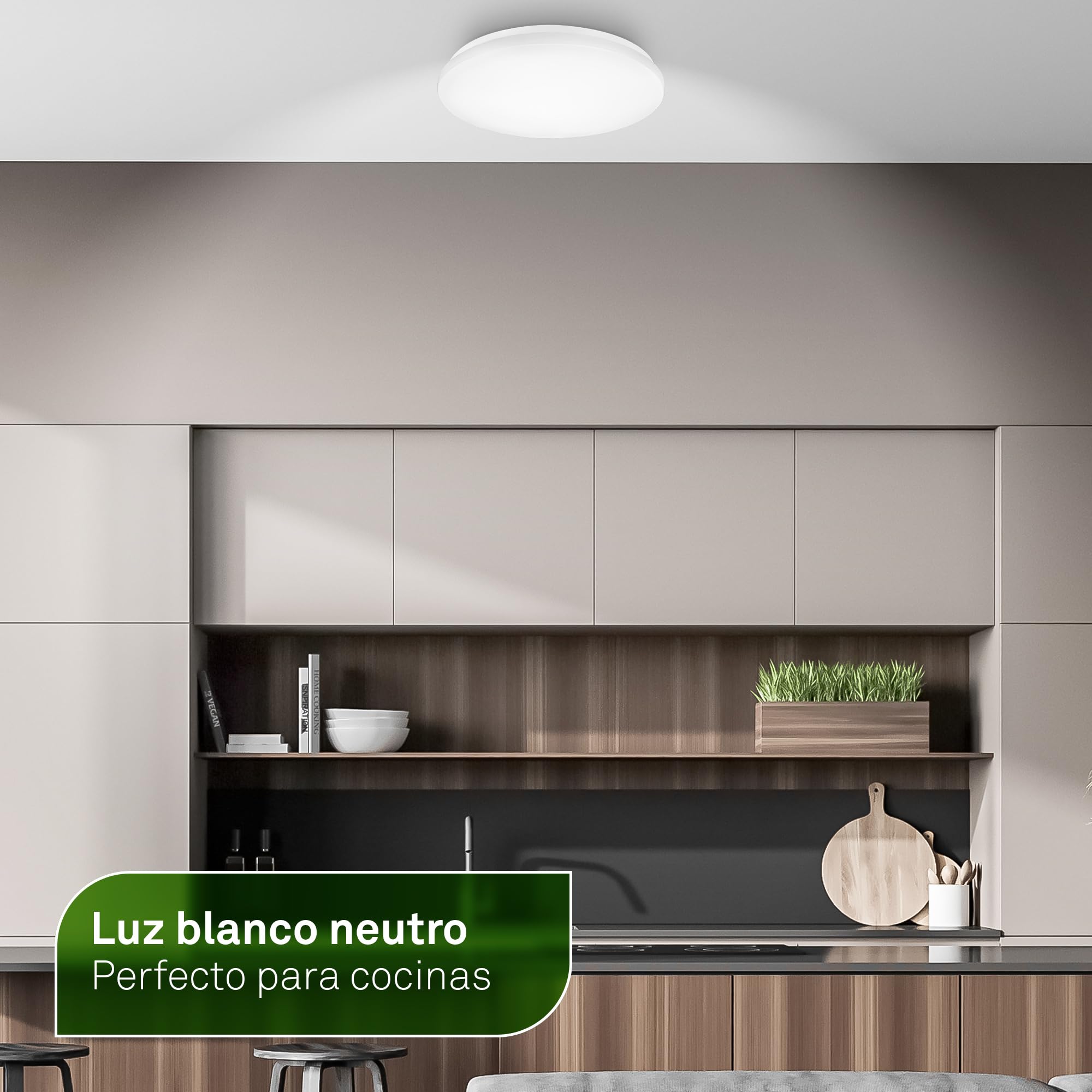 BRILONER - Lampara techo con color de luz blanco neutro, CEE A fuente de luz, 12W, 2520lm, plafon LED, lamparas techo salon, lampara, plafones, 38 x 6,5 cm, blanco