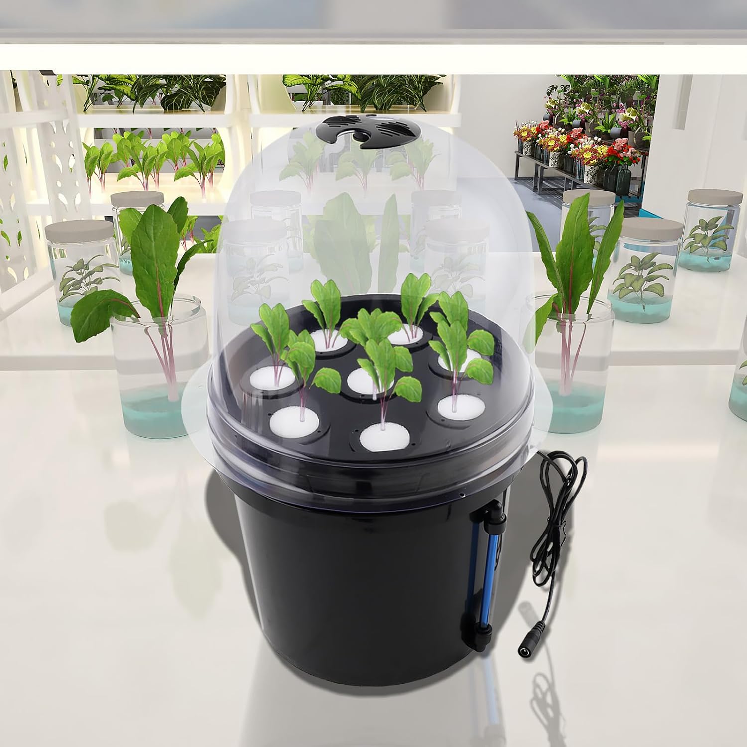 Hydroponics Planting Growing Kit, 8 Holes 5L Fog Seedling Box, Aeroponic Bucket Hydroponic Equipment Seedling Cultivation for Home