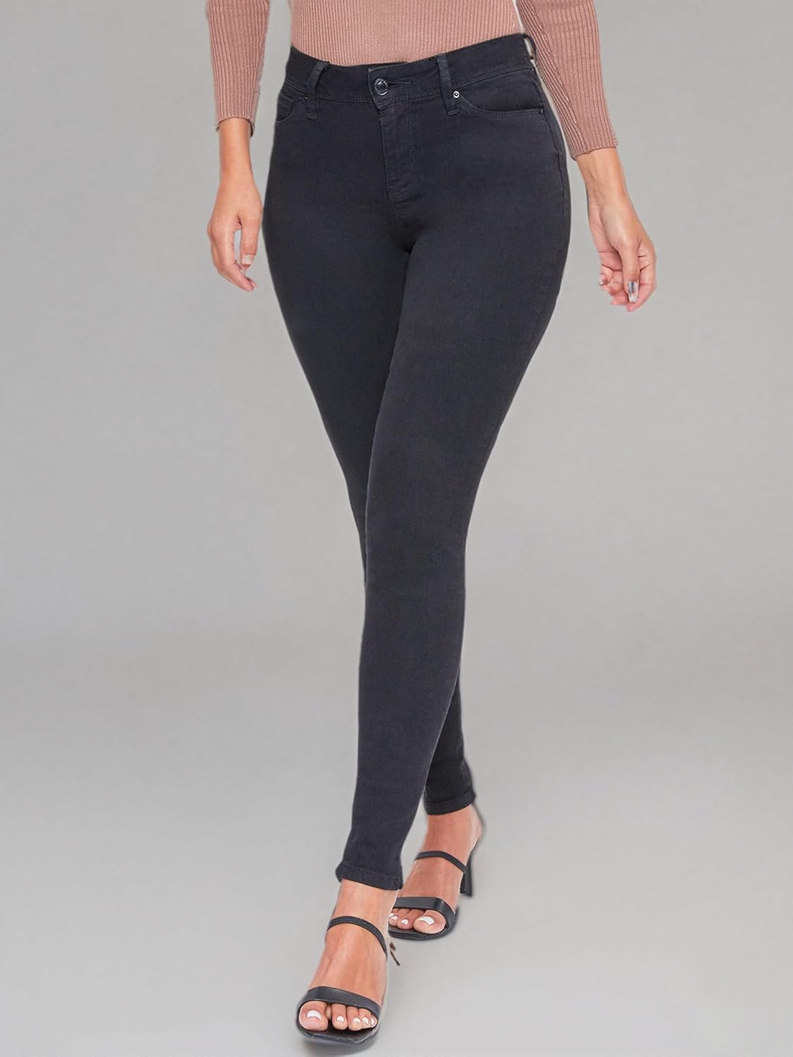 YMI Womens YMI Womens Basic 1-Button High-Rise Skinny Jean Made with Recycled Fibers - Image 6