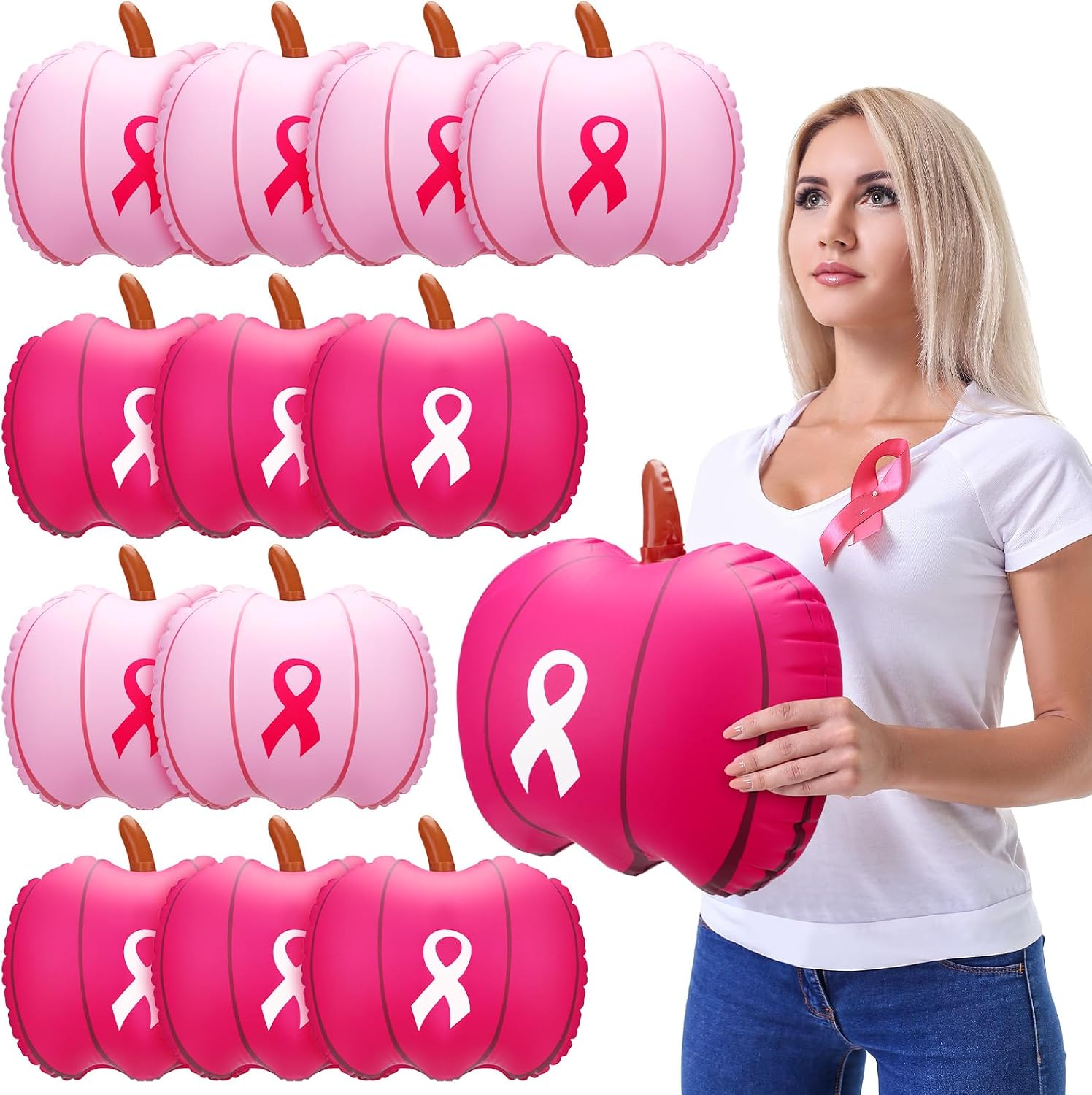 Amazon.com: Leyndo 12 Pcs Breast Cancer Awareness Pink Ribbon Balloons ...