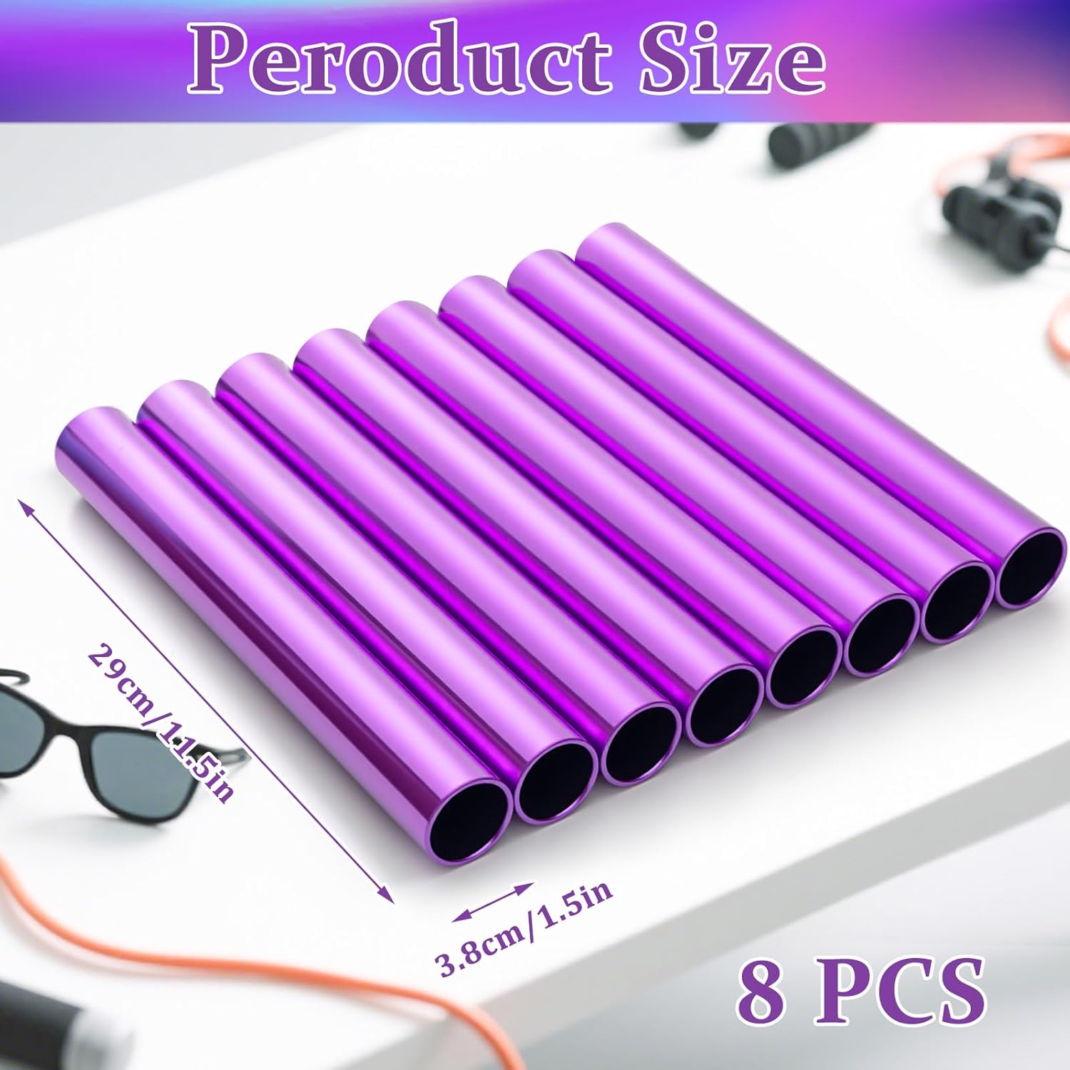 Amylove 8 Pcs Aluminum Track Field Relay Batons Race Equipments for Running Race Team Sports Practice Athlete Corrosion Resistant High Strength Smooth Surface