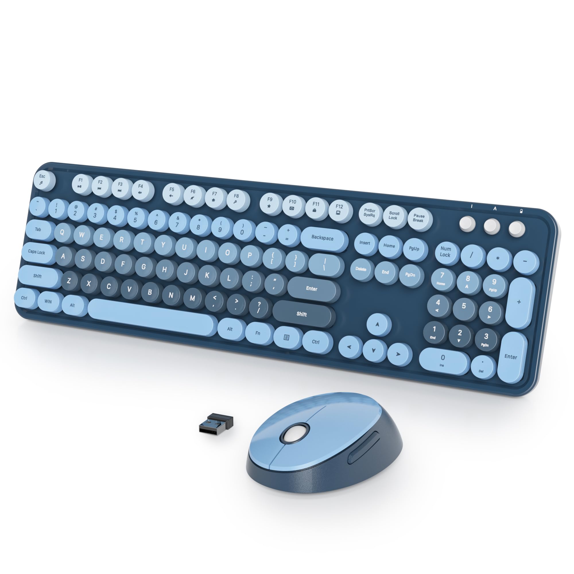 Vumilstek Blue Keyboard and Mouse Set Wireless