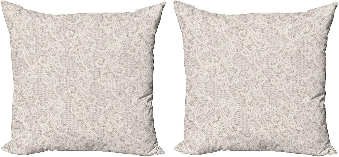 Lunarable Valentine's Day Throw Pillow Cover Set of 2, Little Hearts Pattern Romantic Couple Dating Flirt Theme Simple, Decorative Square Covers for Couch Bed & Sofa, 20"x20", Pink White