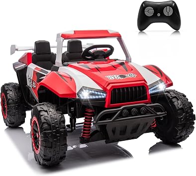 24V Ride on Car Toys for Big Kids,Electric Off-Road UTV Trucks-White&Red