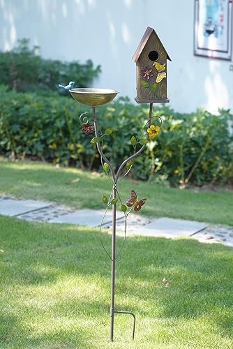 Miniatura 5 de MNRYLKB Baños de metal para pájaros de 52 pulgadas de alto para exteriores, cuenco de baño de pájaros de metal, bandeja de semillas para alimentador