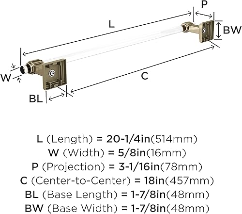 Vista 136 de Amerock BH36062CG10 - Toallero de mano Glacio de 5-7/16 pulgadas de longitud para pared de baño y cocina pequeña, accesorios de baño Transparente