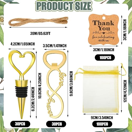 Miniatura 2 de 60 piezas de recuerdos de fiesta de boda para invitados, tapón de vino y abridor de amor, regalos de despedida de soltera Love Forever con 100
