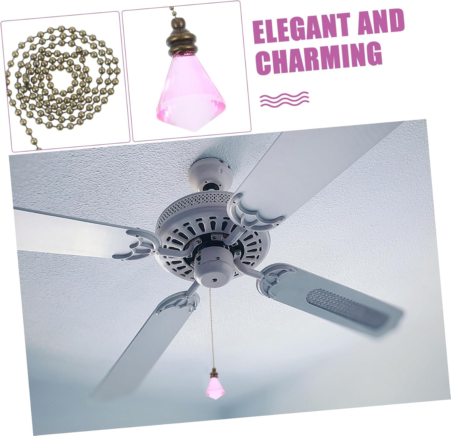 OSALADI 2Pcs Decorative Ceiling Fan Pull Chain Light Fixture with Beaded Design Elegant and Practical Lighting for Home Decor for Easy Brightness