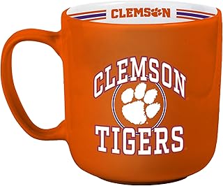 Logo Brands NCAA Clemson Tigers 15oz Stripe Mug - Team Logo, Inside Print, Standard Handle, Microwave & Dishwasher Safe
