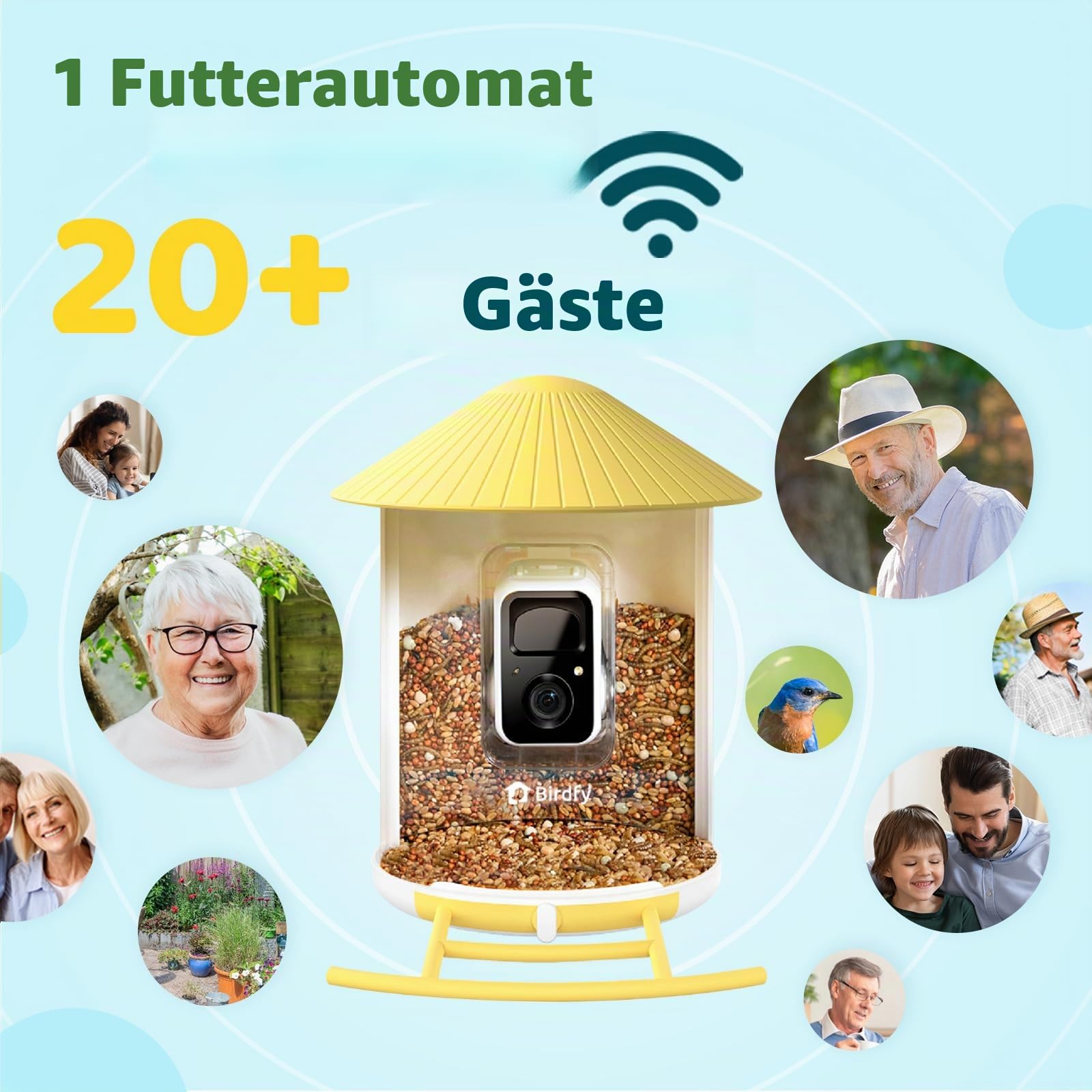 NETVUE Vogelhaus mit Kamera, Vogelfutterstation, Futterstationen für Wildvögel, Vogelfutterhaus mit Video Aufnehmen, Vogelhäuschen mit Kamera, Vogelfutterspender Vögel Erkennung
