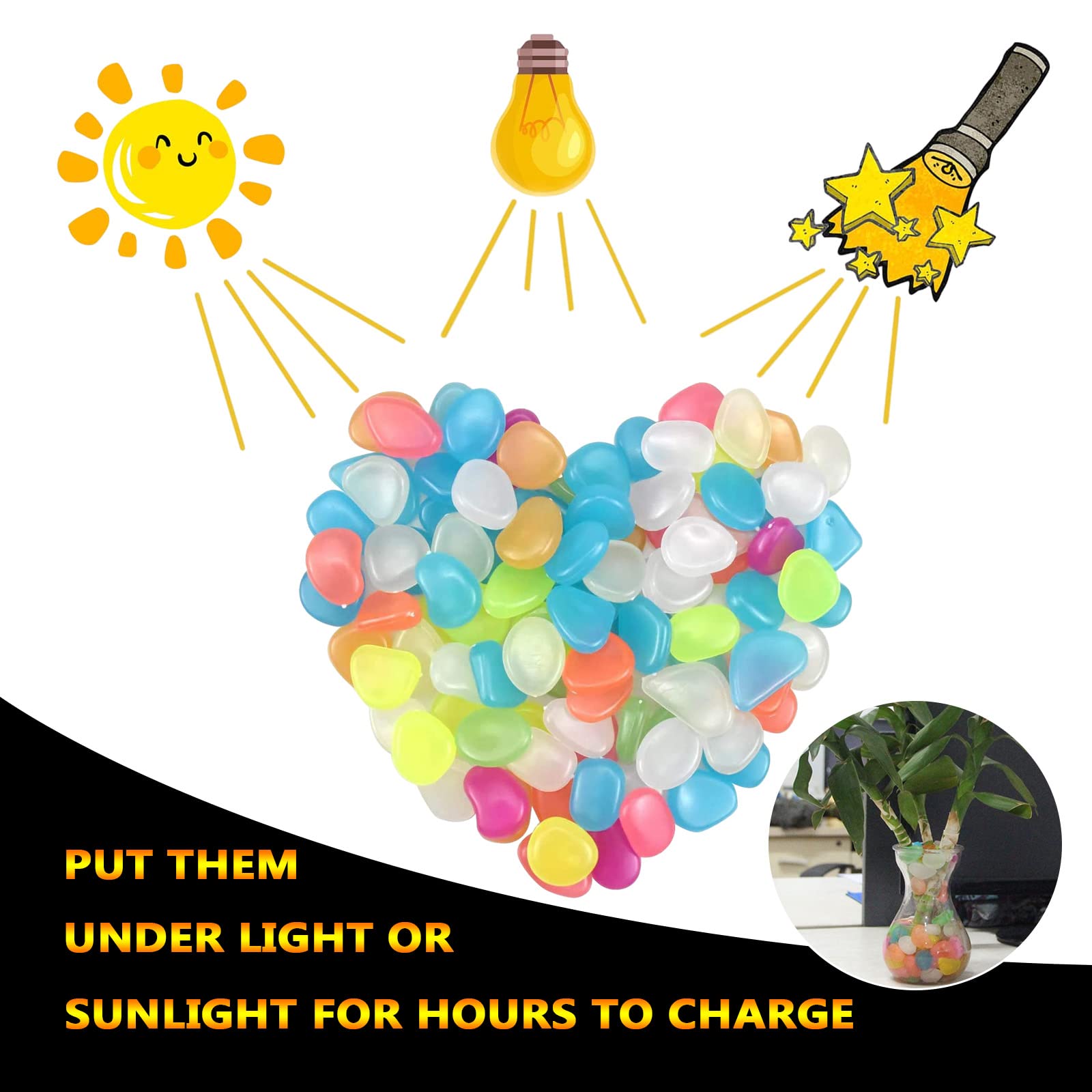 300 Stück Solare Leuchtsteine - Weiße Leuchtkiesel Für Garten & Wege