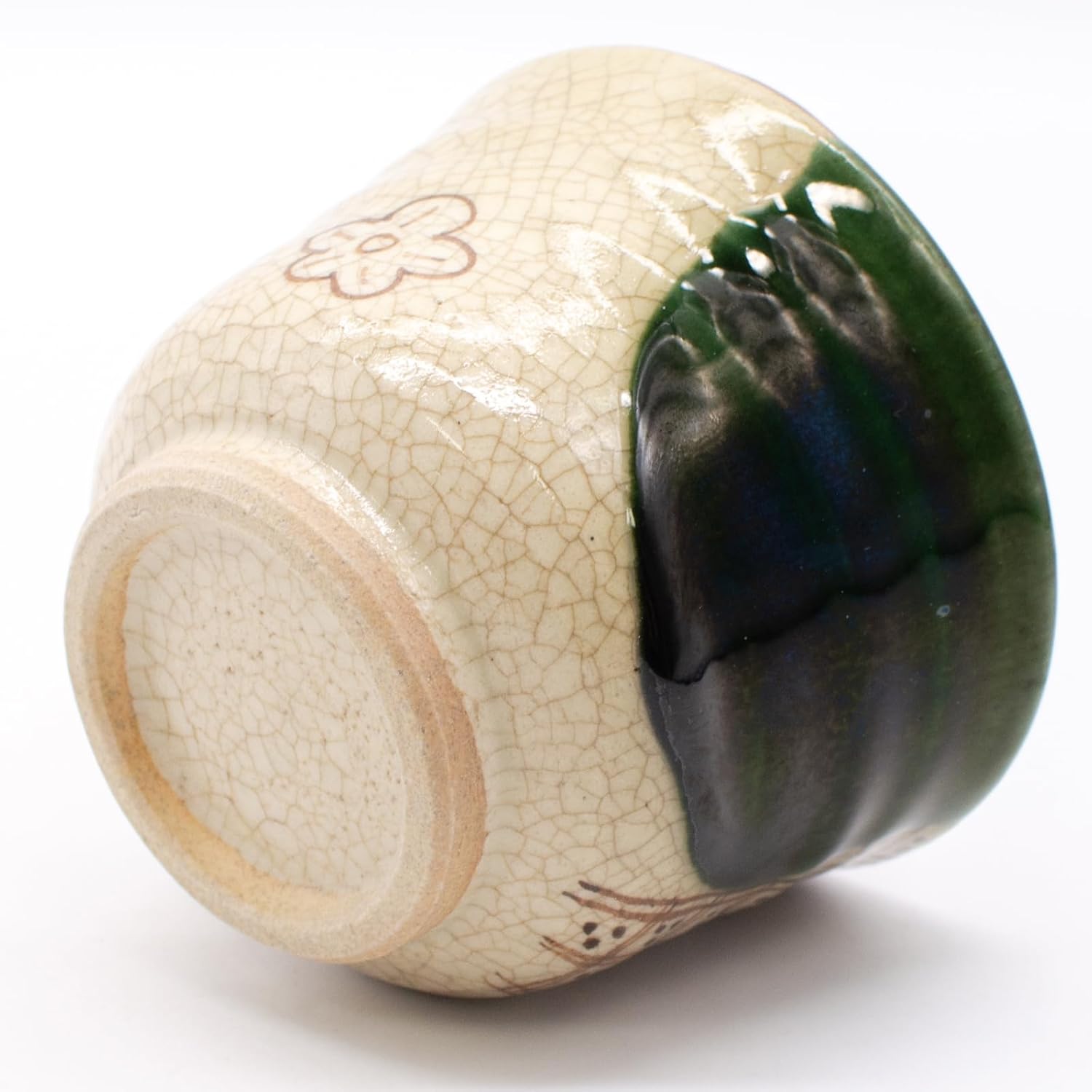 Seto Ware 007-0027 Oribe Goure Teacup Rice Bowl Diameter 3.0 x Height 2.6 inches (7.5 cm) x Height 2.6 inches (6.5 cm), Capacity: Approx. 5.3 fl oz (150 ml), Green, Microwave, Dishwasher Safe, Made in
