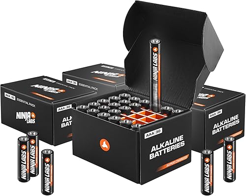 Miniatura 5 de Ninja Labs 30 pilas alcalinas AAA súper cargadas en caja organizadora (increíblemente duradera), triple A