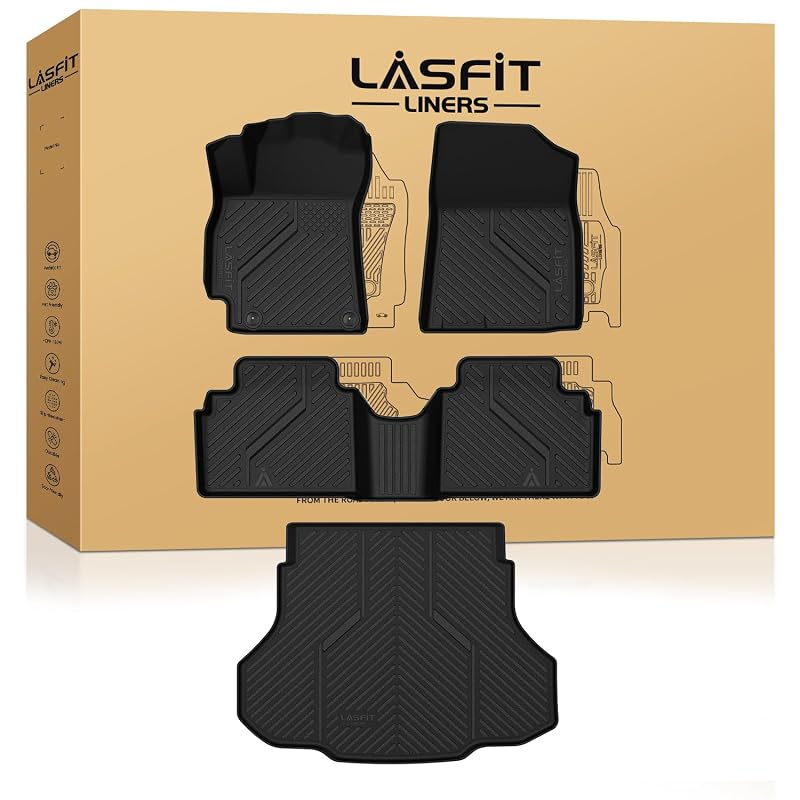 Jogo de tapetes e forro para porta-malas LASFIT em TPE para Hyundai Elantra 2021–2026 e Elantra N 2022–2026, 4 peças