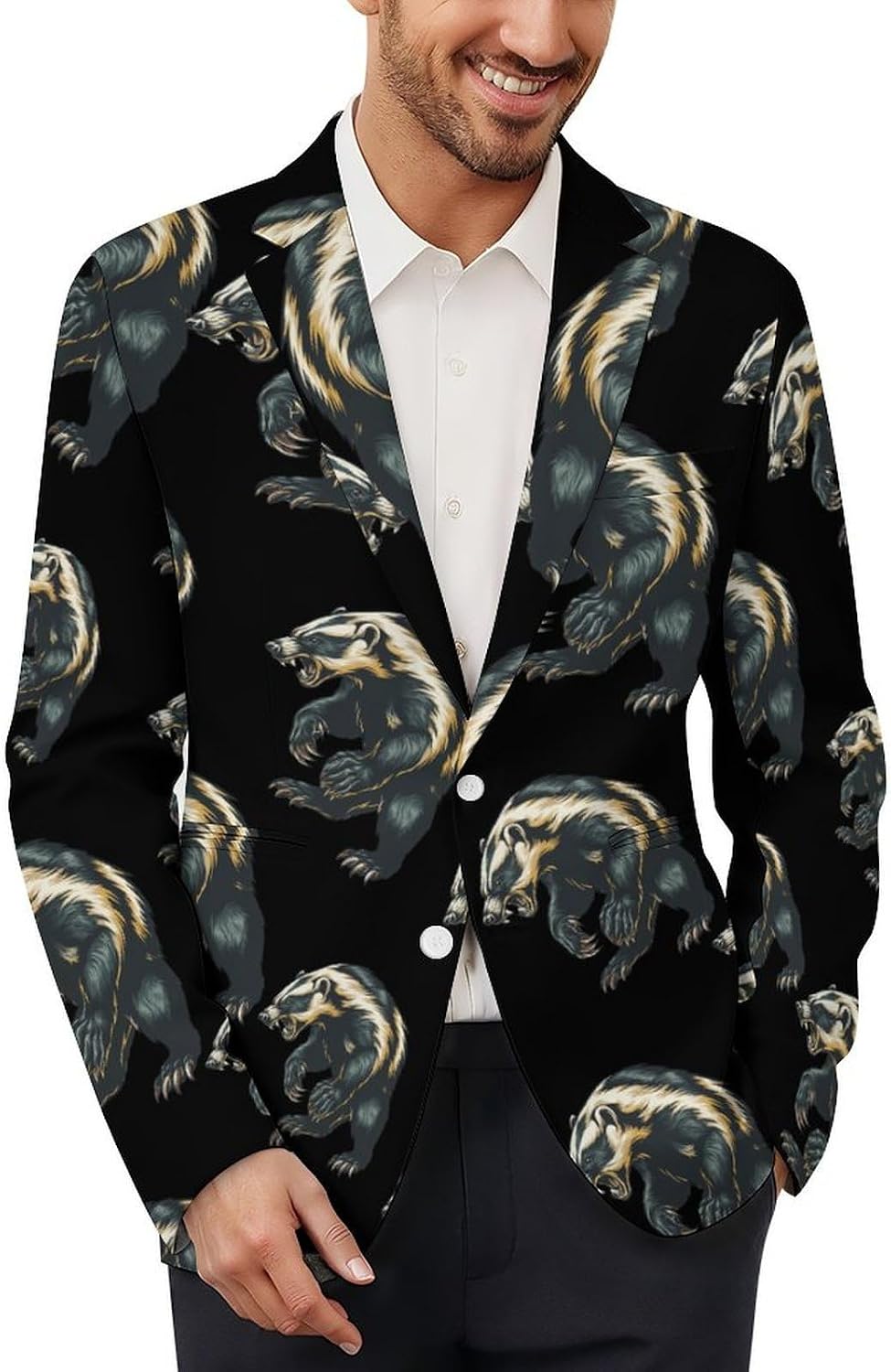 Honey Badger1 Suits Blazer for Men Buttons Jacket Coat Business 6X-Large