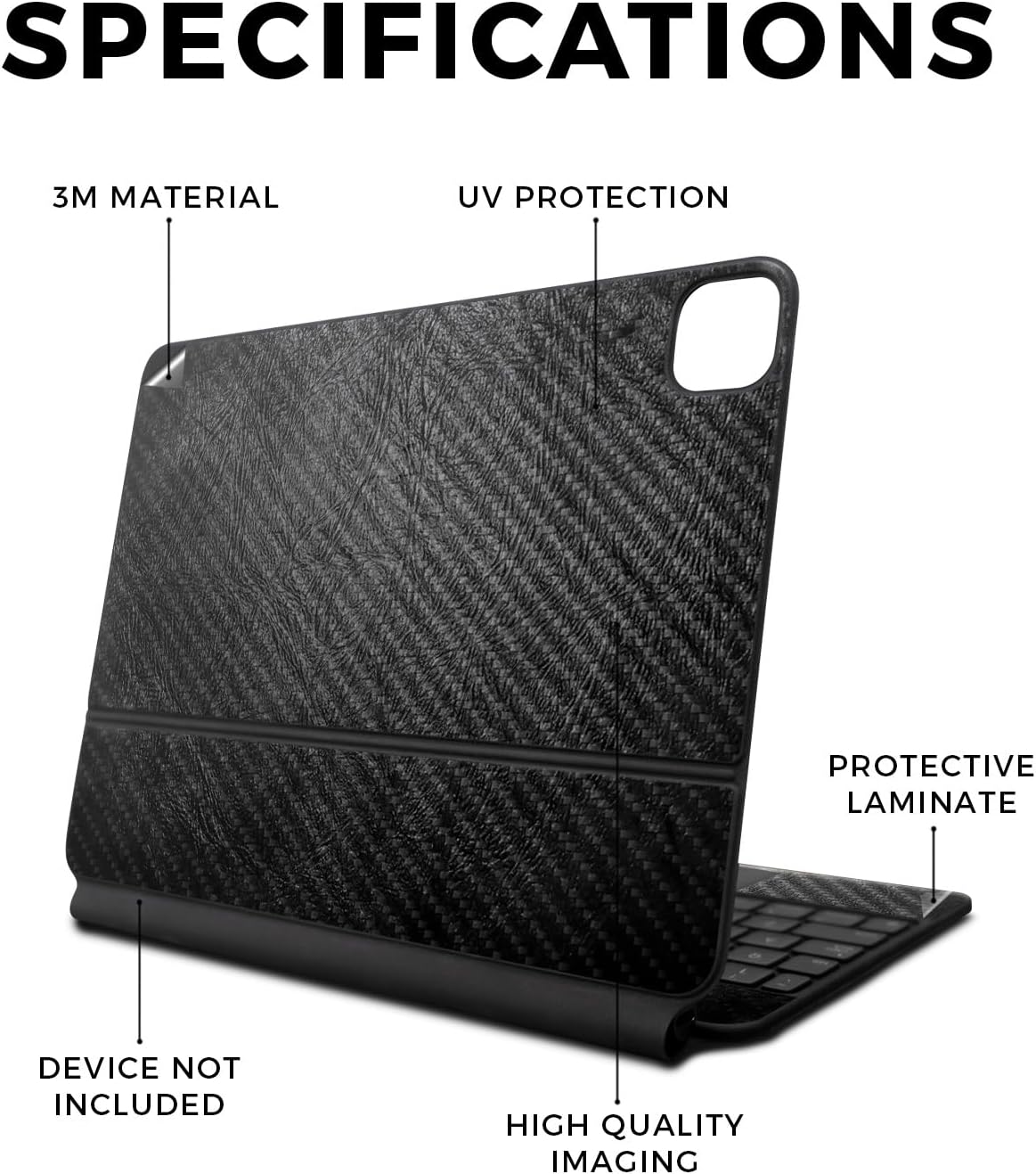 Carbon Fiber Skin Compatible With Apple Magic Keyboard for iPad Pro 13‑inch (M4) 2024 - Black Leather - Premium 3M Vinyl Protective Wrap Decal Cover - Easy To Apply | Crafted in the USA by MightySkins