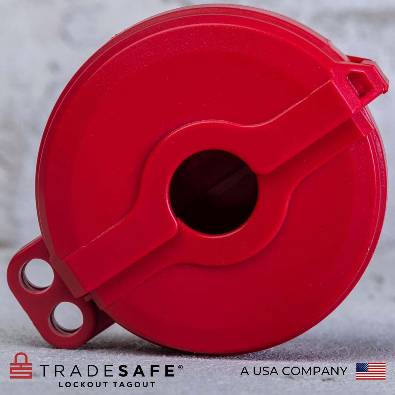 TRADESAFE Gate Valve Lockout - Red Lockout Tagout Valve for 1 inch to 2-1/2 inch Diameter Valve Handles, Impact Resistant Water Faucet Lock, Gas and Propane Tank Lock