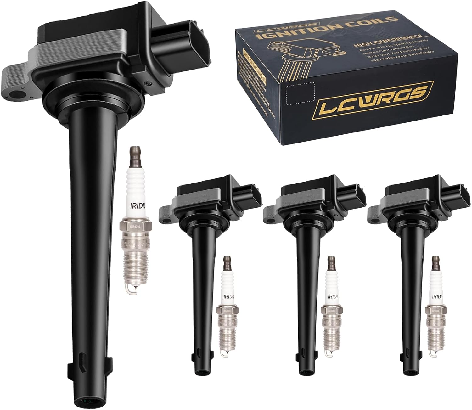 Set of 4 Ignition Coil Packs and Spark Plugs for 2007 2008 2009 Nissan Sentra 2.0 2.0L, 2007-2017 Nissan Tiida 1.8 Spark Plugs and Coils Replaces UF591 C1564