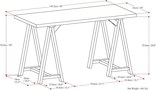 Miniatura 149 de SIMPLIHOME Sawhorse - Mesita de noche de madera maciza de 24 pulgadas de ancho, moderna, industrial, color gris envejecido, para sala de estar y