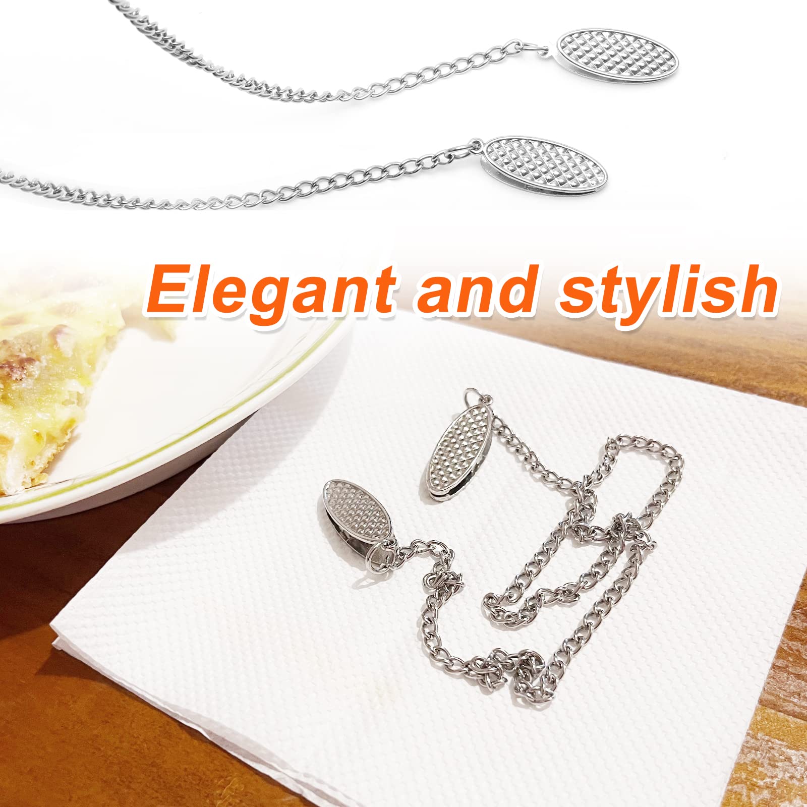 4 Pcs Napkin Chain with Clip Silver, Personal Serviette Chain with Clips - Image 3