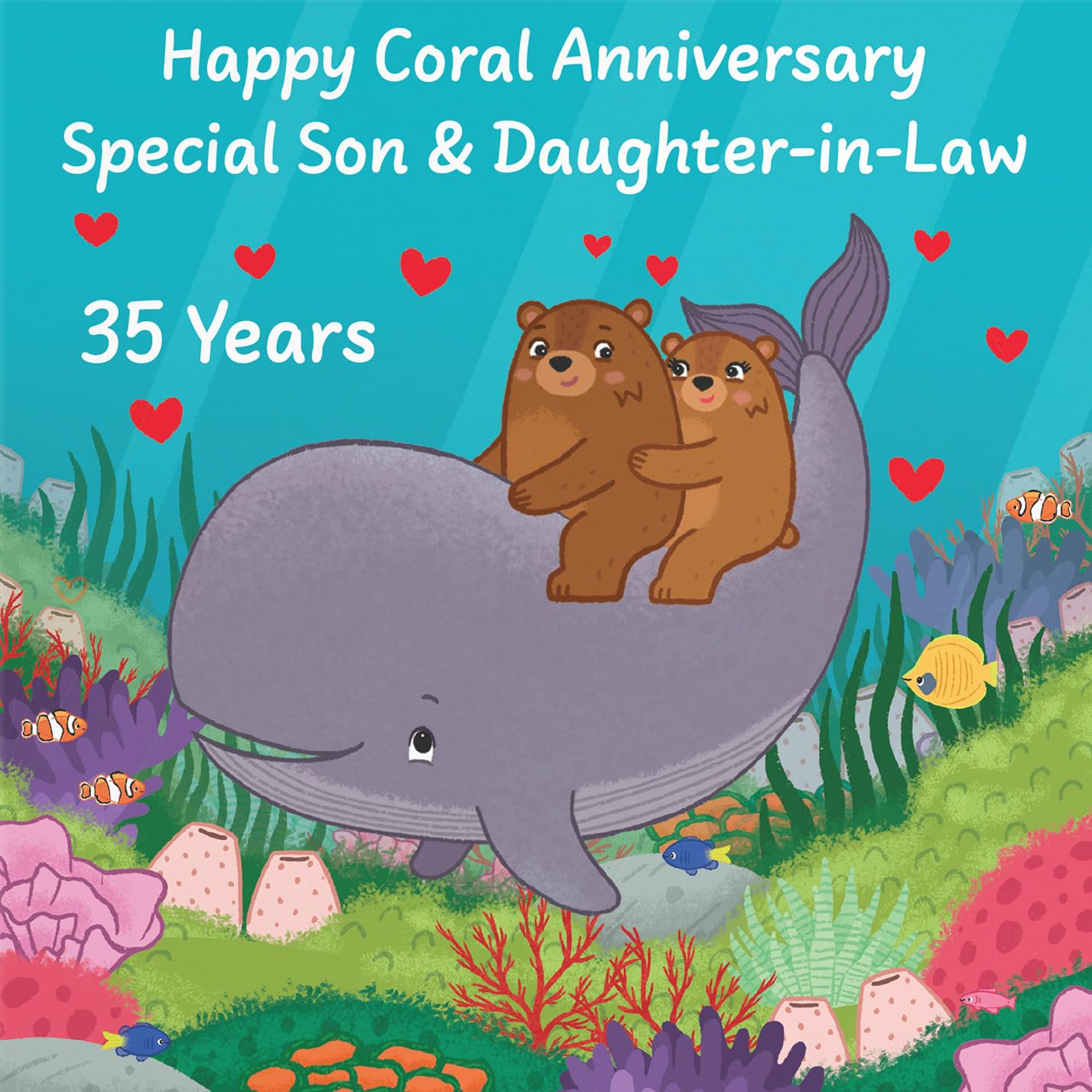 Hunts England, Son And Daughter In Law 35th Anniversary Card, Coral Anniversary, 35 Years - Image 2