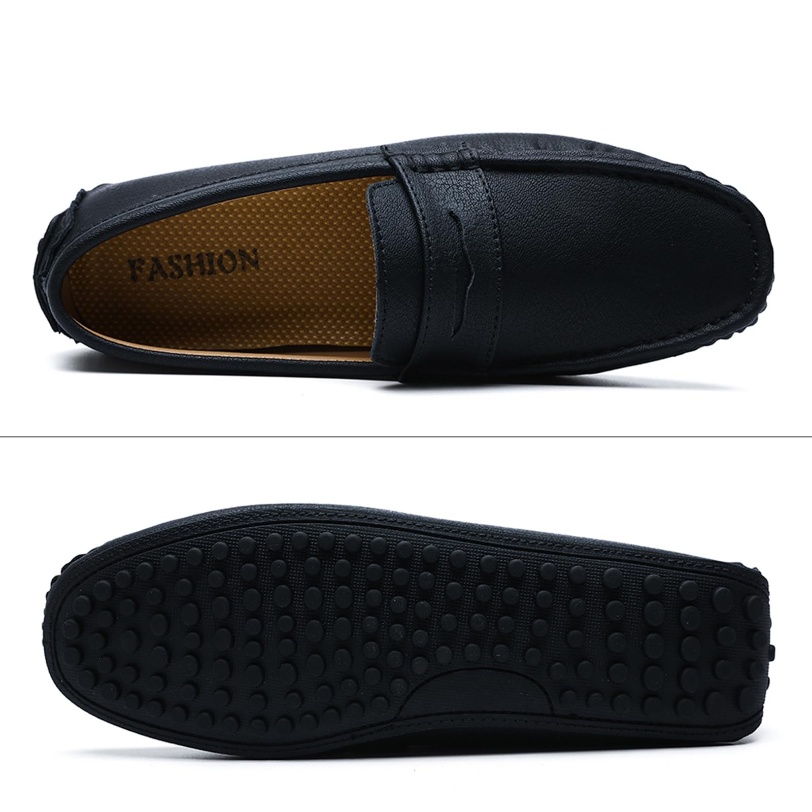 DADAWEN Mocassins Hommes Penny Loafers Confort Chaussures de Conduite Mocassin Slippers Chaussures de Décontractées Chaussures Bateau- Noir 42